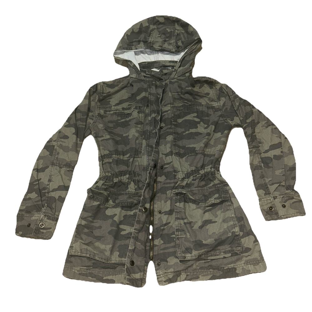 Women's Medium Universal Thread Camouflage Full Zip Snap Hooded Anorak Jacket